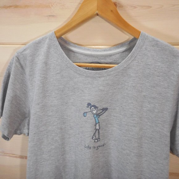 Life Is Good Women's Size M Crusher Tee Gray Golf Cartoon T-shirt Short Sleeve - Picture 2 of 6
